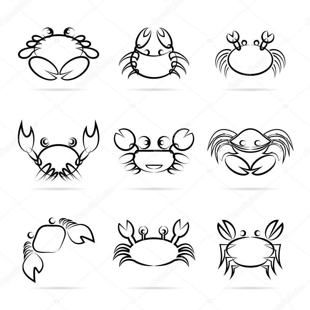Set of vector crab icons