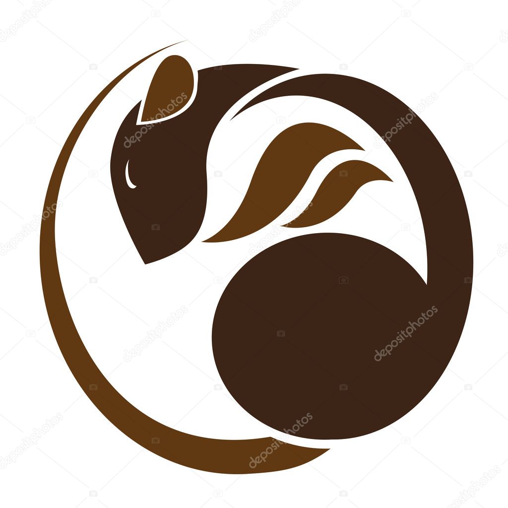 Brown rat lying on a white background - vector