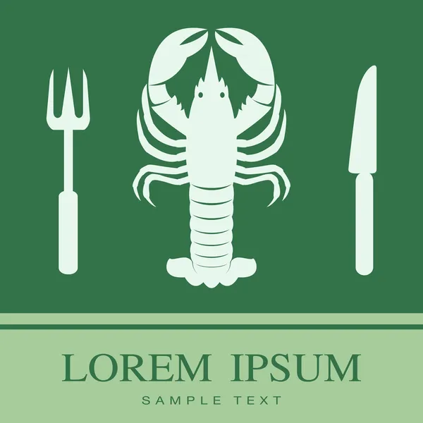 Lobster, Fork and Knife icon — Stock Vector