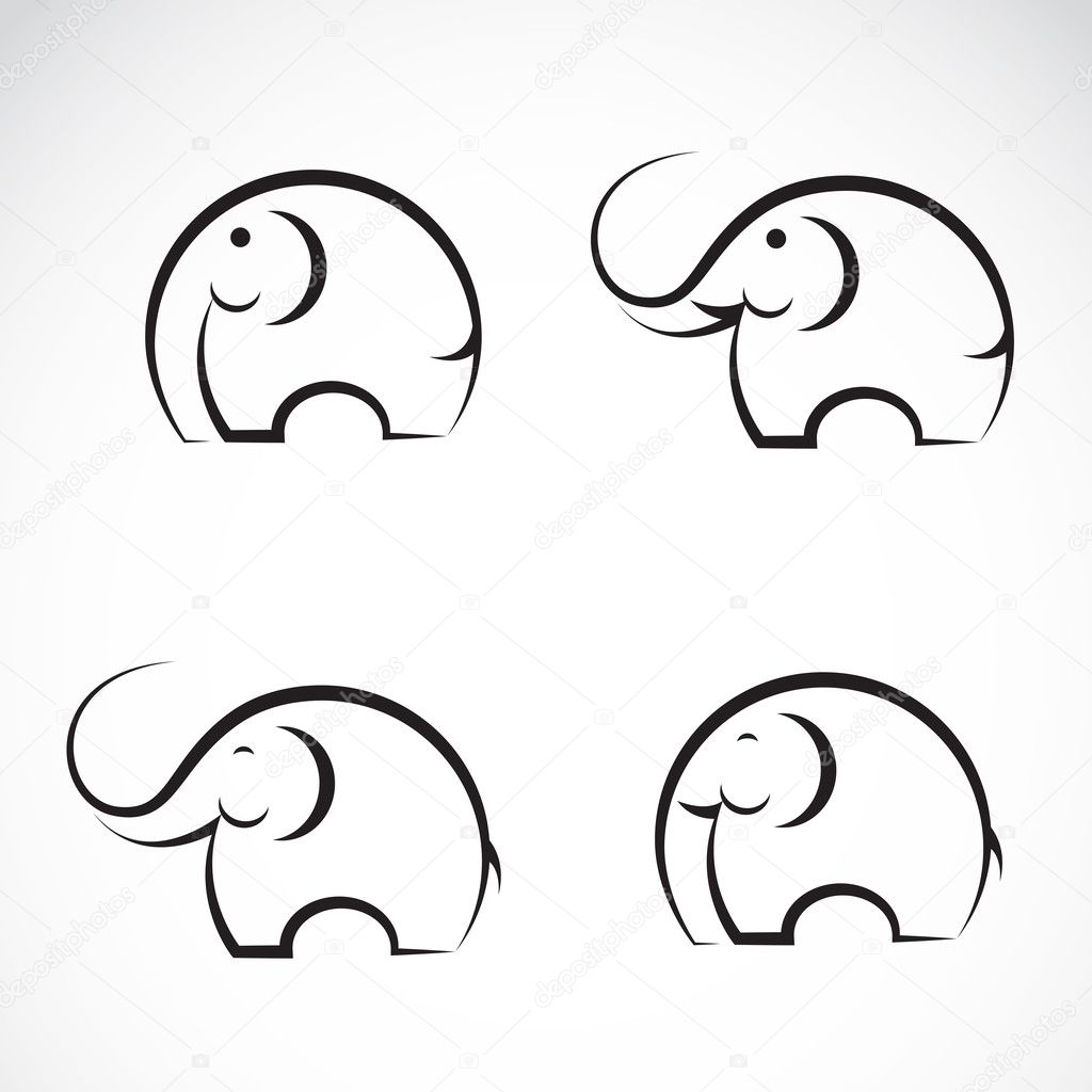Set of vector elephant icons 