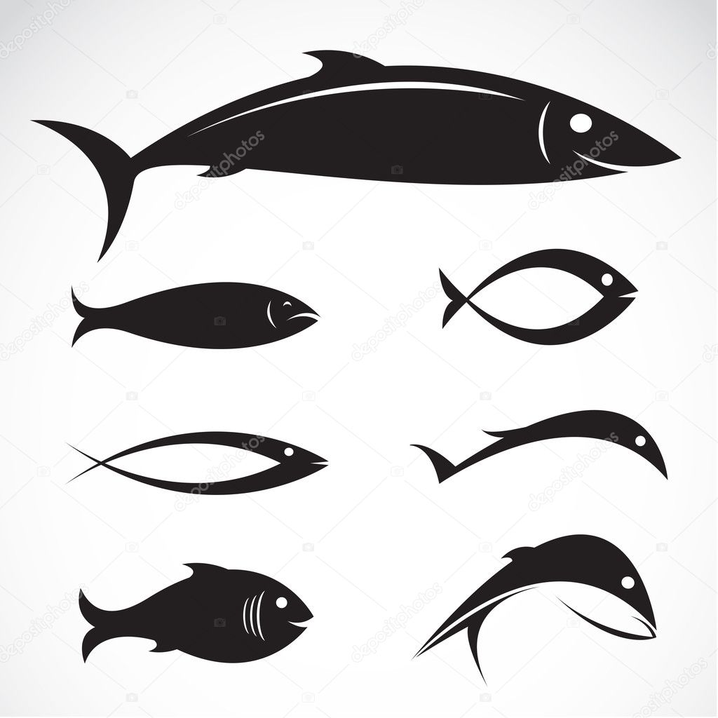 Set of vector fish icons 