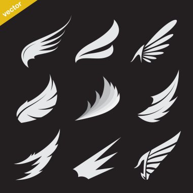 Vector white wing icons set 