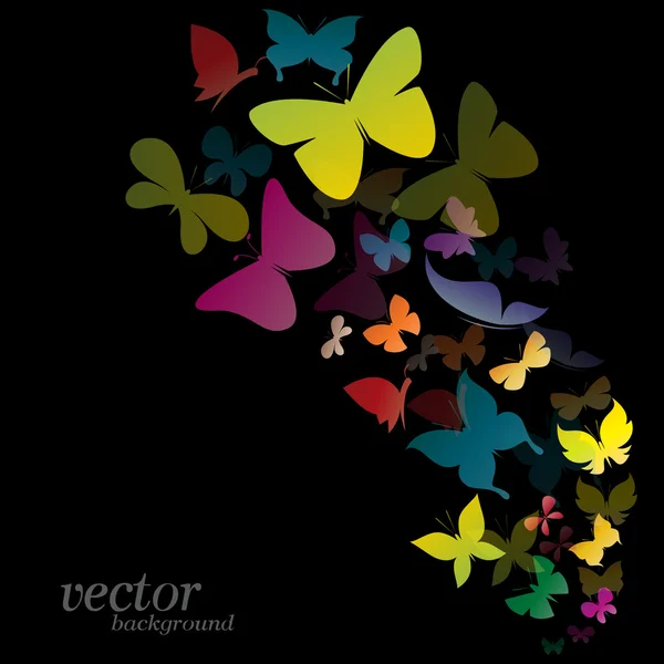 Diseño de mariposa sobre fondo negro — Vector de stock