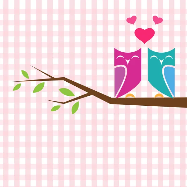 Vector backgrounds with couple of owls on the branch. — Stock Vector