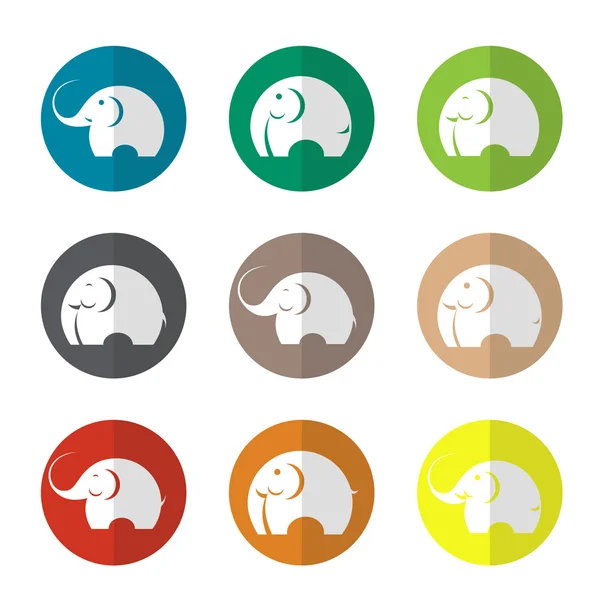 円の中の象のベクトル グループ — ストックベクタ