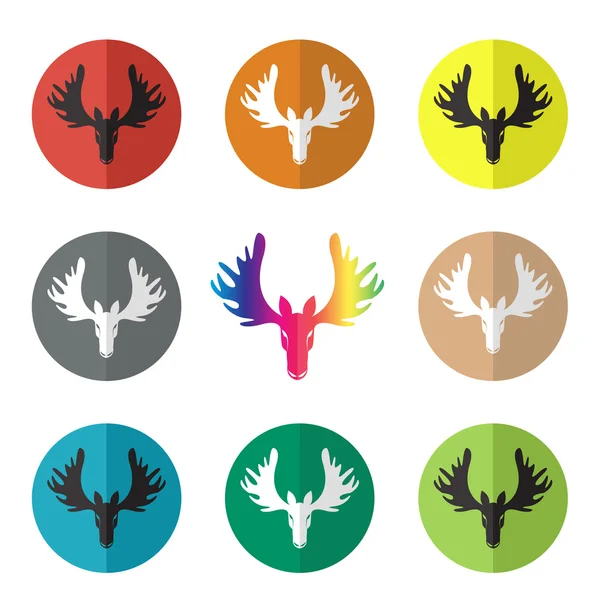 Vector group of deer head in the circle — Stock Vector