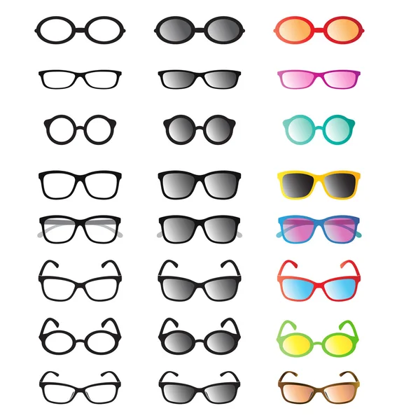 Grupo de vetor de uns óculos e óculos escuros — Vetor de Stock