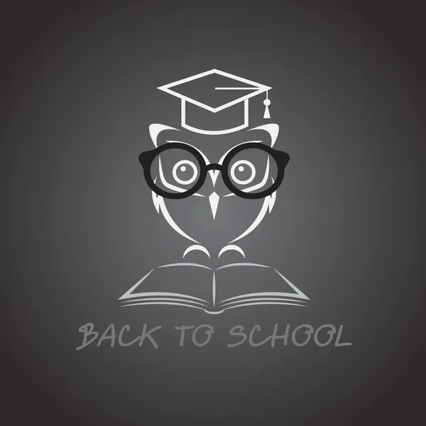 Imagem vetorial de óculos de coruja com chapéu e livro da faculdade — Vetor de Stock