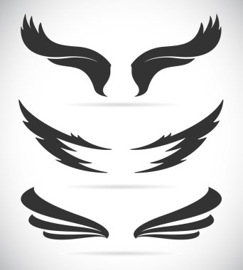 Vector black wing icons set 