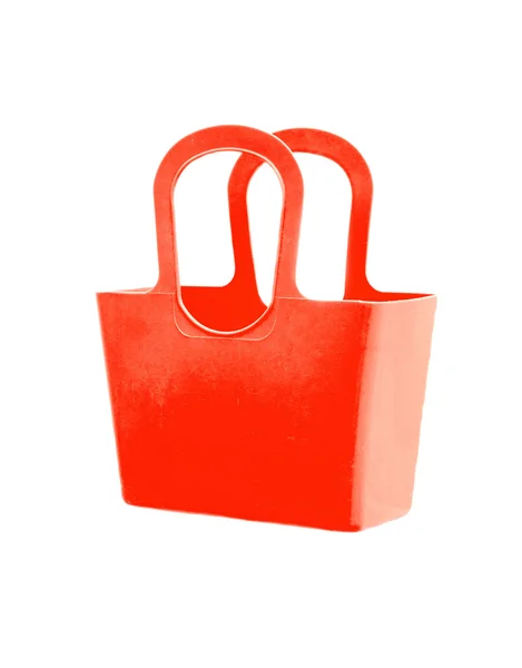 Rode plastic zak geïsoleerd op wit — Stockfoto