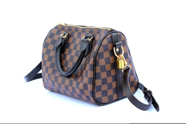 Woman leather bag isolated  on white 