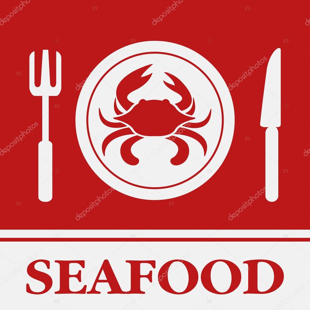 Crab, Fork and Knife icon, restaurant sign