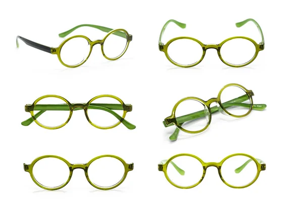 Group Beautiful Eyeglass Frames Isolated White Background Spectacles Costume Fashion — Stock Photo, Image