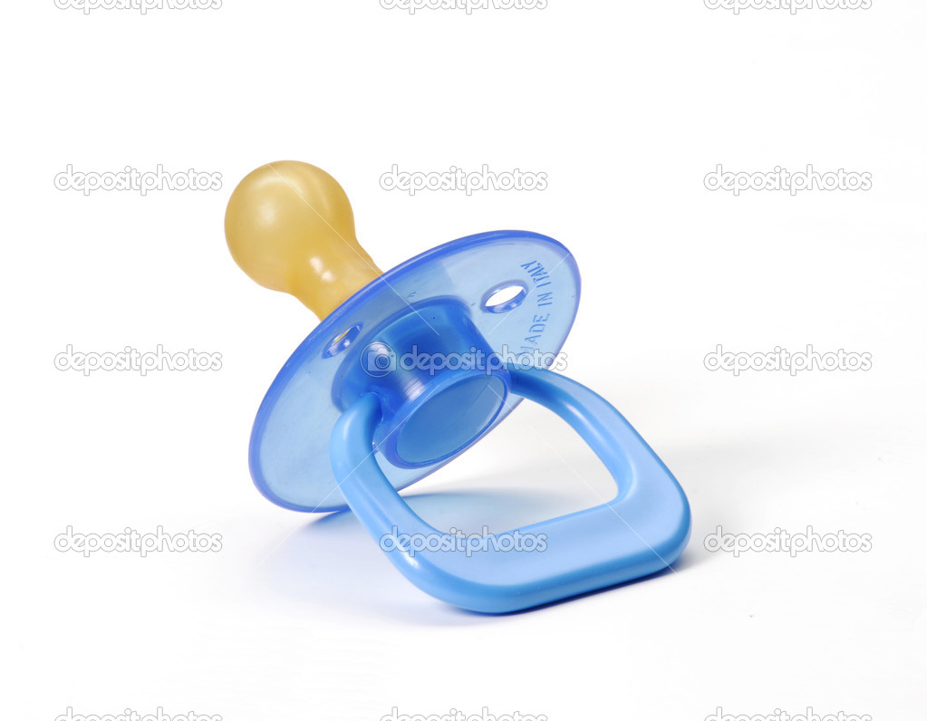 Blue pacifier isolated on white background.
