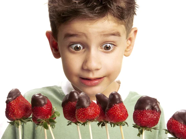 Close Up of a funny young boy — Stock Photo, Image