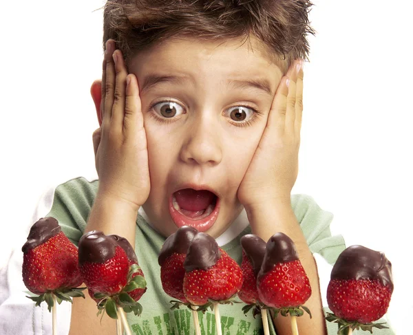 Close Up of a funny young boy — Stock Photo, Image