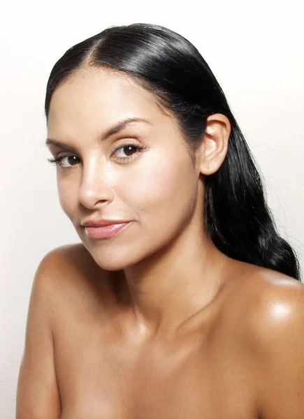 Closeup portrait of young beautiful woman after bath - spa — Stock Photo, Image