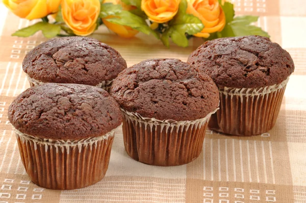 Group of chocolate mini cakes — Stock Photo, Image