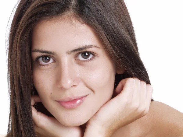 Schöne junge lateinische Frau auf weißem Hintergrund — Stockfoto