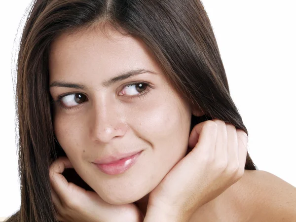 Schöne junge lateinische Frau auf weißem Hintergrund — Stockfoto
