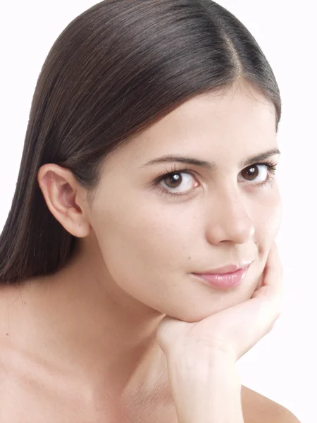 Hermosa joven latina sobre fondo blanco . —  Fotos de Stock