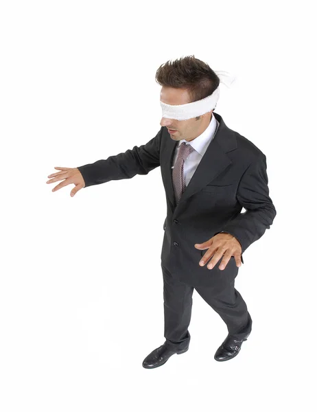 Blinddoek zakenman op witte achtergrond — Stockfoto