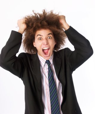 Particular style young man screaming. clipart