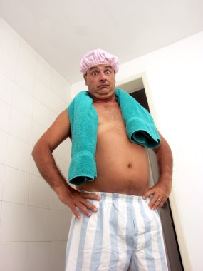 Funny man after shower. clipart