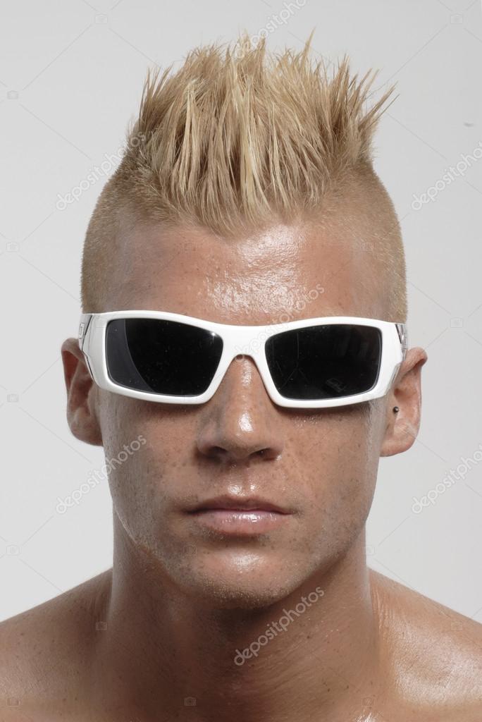 Punk Hairstyle Men Punk Hairstyle Sunglasses Man Portrait