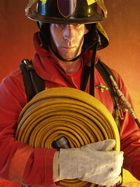 Firefighter in action. — Stock Photo, Image