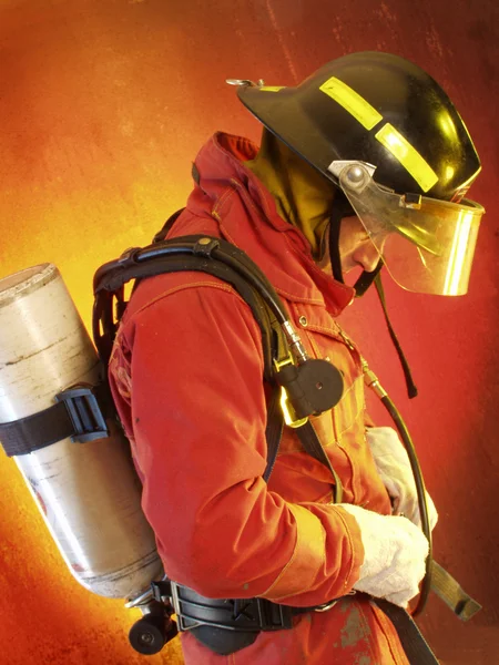Firefighter in action. — Stock Photo, Image