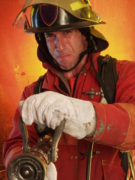 Firefighter in action. — Stock Photo, Image