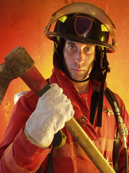 Firefighter in action. — Stock Photo, Image