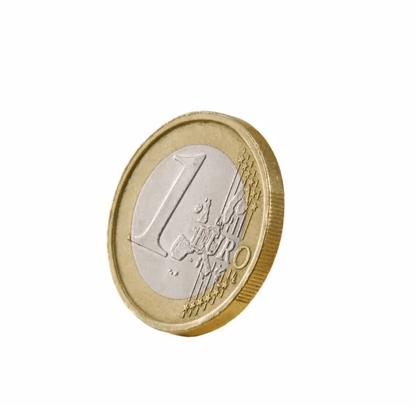 Jedna moneta euro izolowana na białym tle — Zdjęcie stockowe