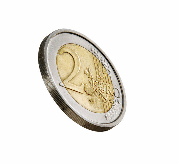 One euro coin isolated on white background