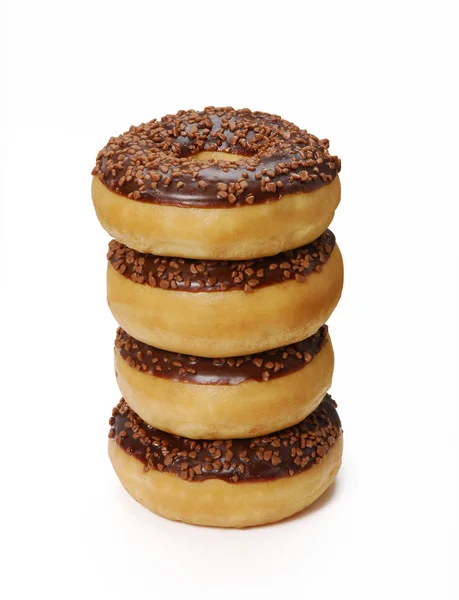 Tasty sweet chocolate donuts isolated on white background — Stock Photo, Image