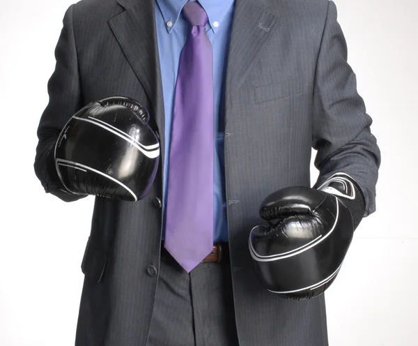 Businessman with boxing gloves — Stock Photo, Image