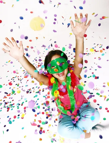 Carnaval weinig meisje portret — Stockfoto