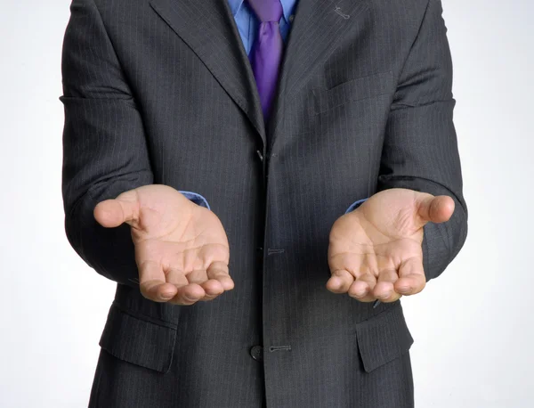 Verzoek houding zakenman hand, hand schudden. — Stockfoto