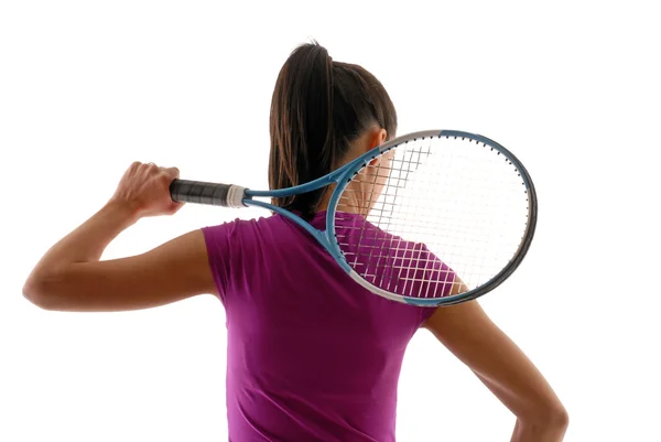 Ung vältränad tennisspelare isolerad på vit — Stockfoto