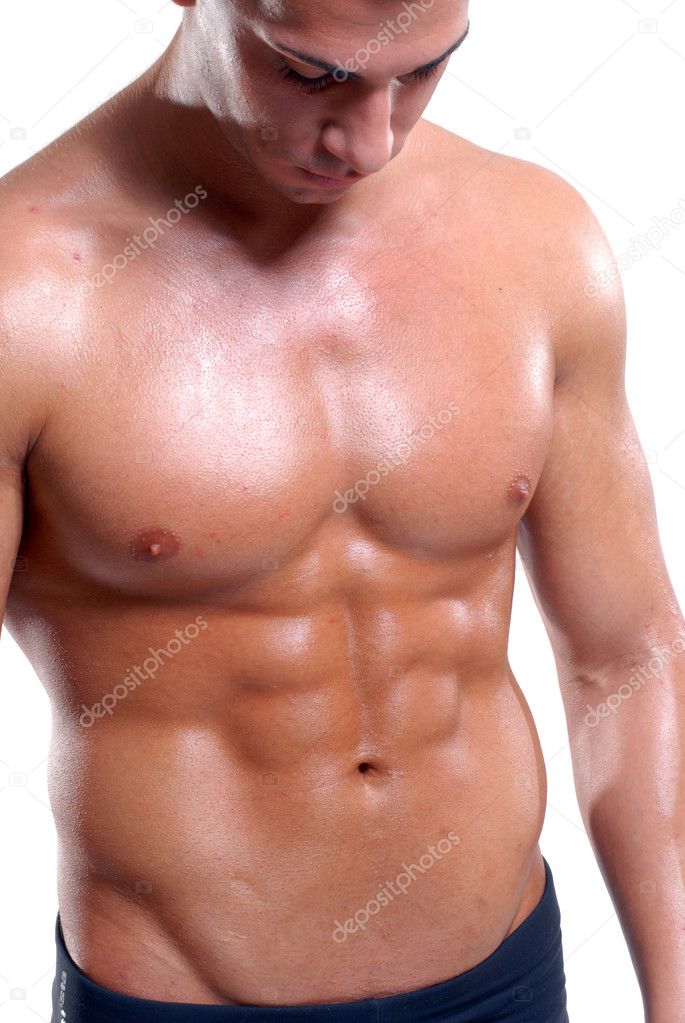 Shaped man abdominal muscle.