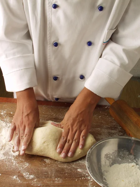 Man hands knead dough — Stock Photo, Image