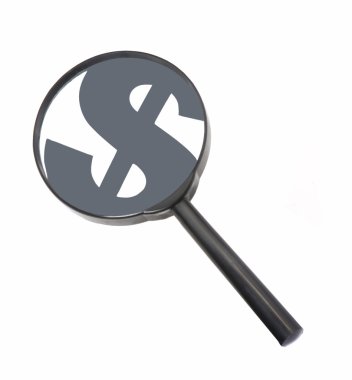 Büyüteç para simgesi.