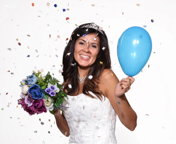 Felice sposa che celebra — Foto Stock