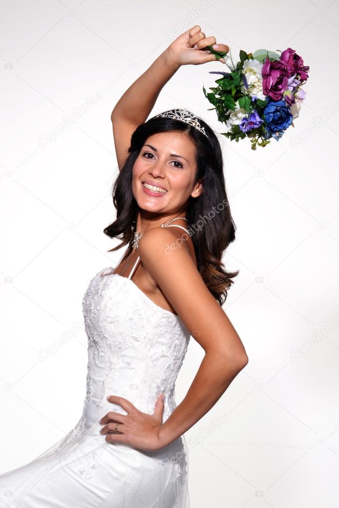 Beautiful bride holding a bouquet
