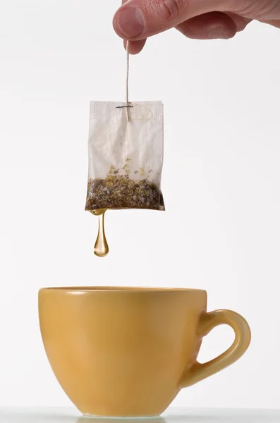 Bolsa de té en taza . — Foto de Stock