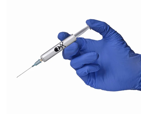 Kirurgisk Hand Hålla Dödlig Giftig Gift Spruta Injektion — Stockfoto