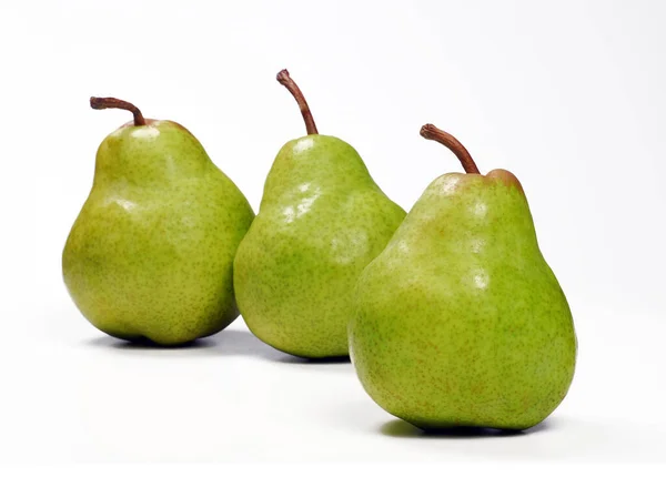 Group Fresh Natural Pears Fruit White Background — Stock Photo, Image