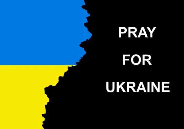 Ukrajna Zászló Uralkodás Megsemmisült Háború Invázió Imádkozni Ukrajna Szöveg Koncepció — Stock Fotó