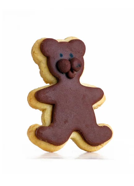 Biscoito Urso Chocolate Isolado Fundo Branco — Fotografia de Stock